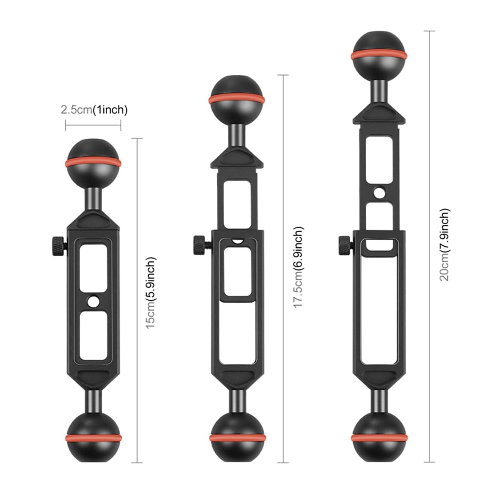 Support de de Bras Extensible 20 Cm de Longueur RéGlable avec Rotule 25 Mm de DiamèTre 1/4 Pouce Trou de Vis Support de PlongéE, Rouge