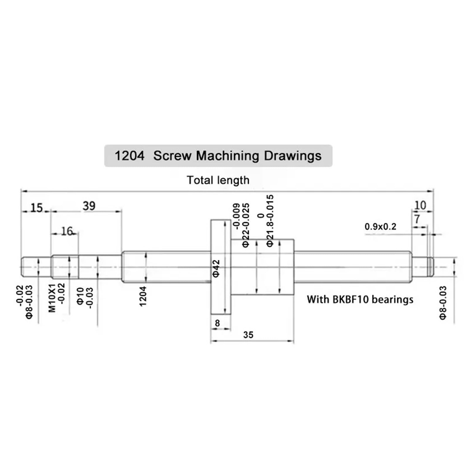 Metal Ball Screw nut end Processing 1pcs SFU1204 161-550mm Ball Screw Nut Bearing Seat FK10 FF10 End Processing(200mm)