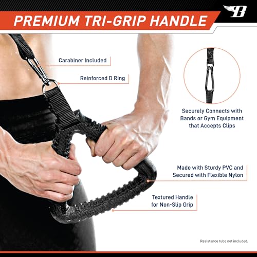 Bionic Body Tri-Grip Single Handle with Carabiner Clip Workout Resistance Tube Accessory BBTG-005 , 2.50 x 7.00 x 8.00 inches