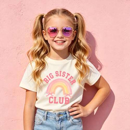 Image of Biggest /Bigger /Big Sister Shirt for Toddler Girls Cotton Short Sleeve Tshirts Announcement Outfits 2-10 Years