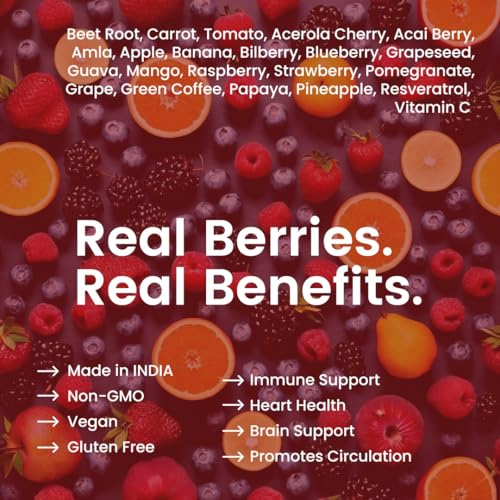 Image of Rooted Active's Super Red Tablets for Men & Women | Comprehensive Daily Supplement with 21+ Nutritious Fruits & Berries | Supports Heart Health, Energy, Immunity | 60 Tablets