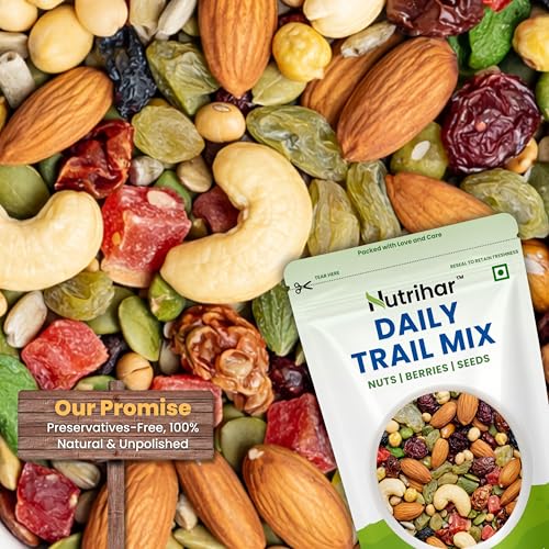 Image of Nutrihar Daily Trail Mix 250g | 13 Mixed Dry Fruits, Nuts, Seeds, Raisins in 1 Pack | Low Calorie Mixed Nuts & Seeds