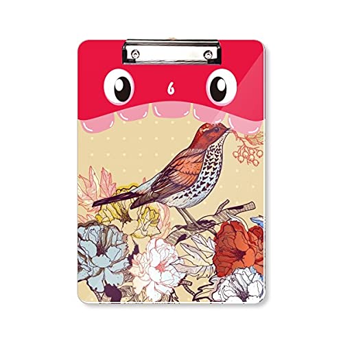Dossier à tête plate bloc-notes A4 avec motif oiseaux et fleurs pour l'apprentissage quotidien