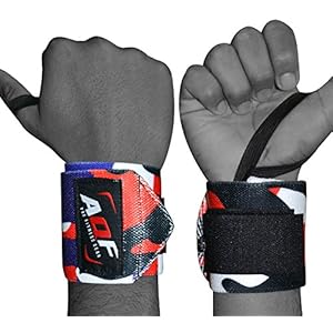 AQF Power Weight Lifting Wrist Wraps Supports Gym Training Fist Straps – Sold as Pair & One Size Fits All