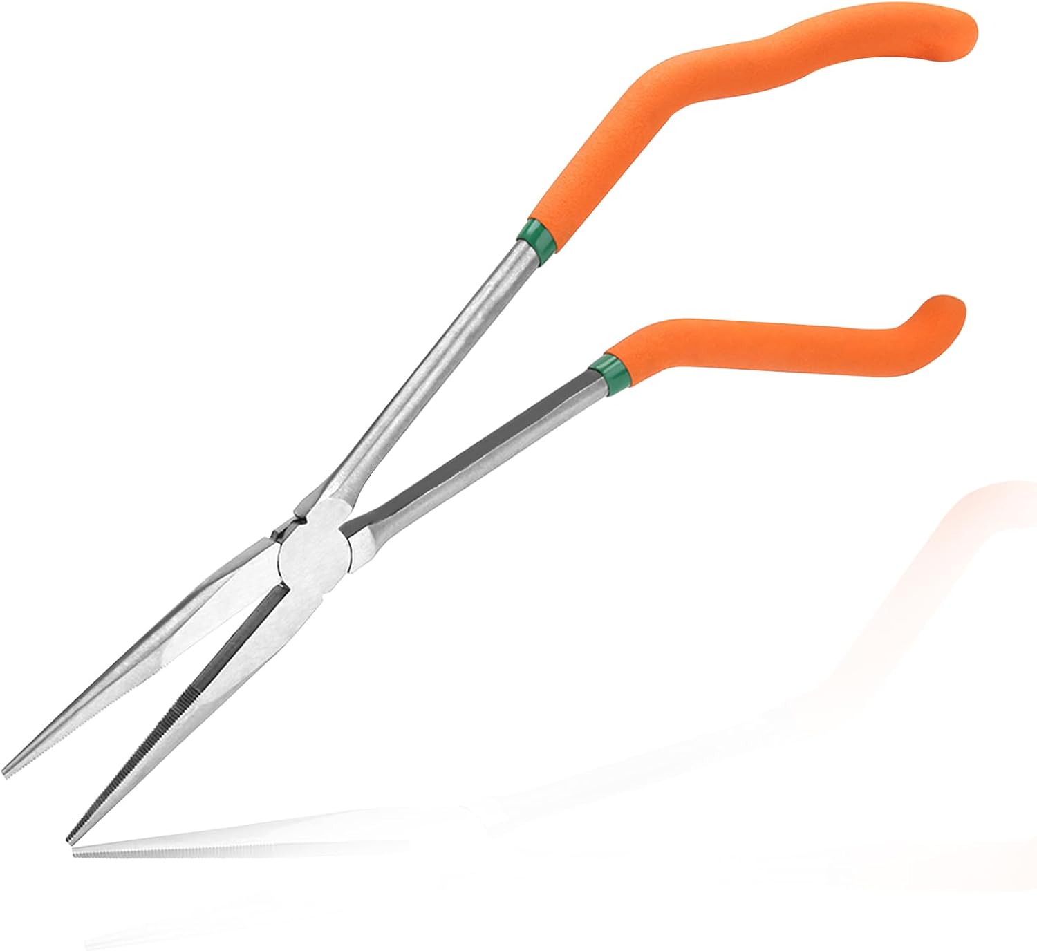 13 Inches Pistol Grip Long Nose Pliers with Teeth, Offset Pistol Grip Plier with Serrated Jaws Non-slip Handles Long Reach Long Needle Nose Pliers Working In Tight Spaces