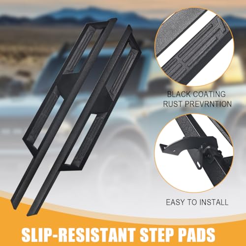 Estribos negros de acero carbono para Ford Bronco 4 puertas miniatura 2