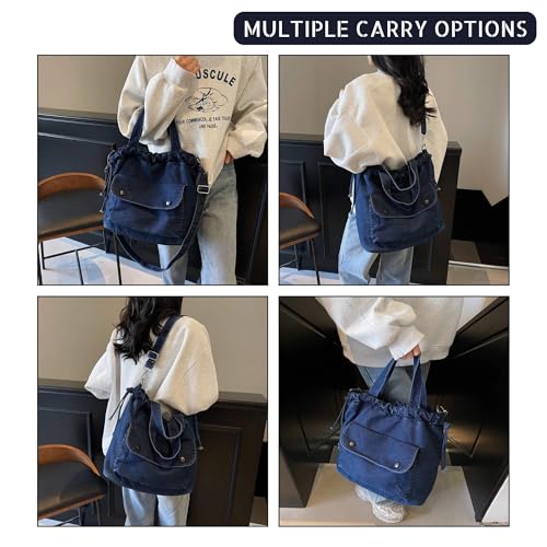 Women's Denim Crossbody Bag with Multi-Pockets Durable Jean Hobo Purse for Daily Use Travel4