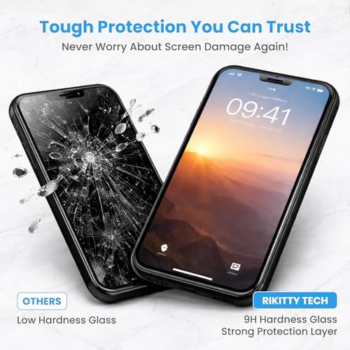High-Strength 9H Tempered Glass Screen Protector & Camera Lens Protector for iPhone 17 Pro with Easy Installation Tray & Tools, Clear HD Glass Protector for iPhone, Anti-Scratch & Anti-Fingerprint by RIKITTY TECH - Used condition - Image 4