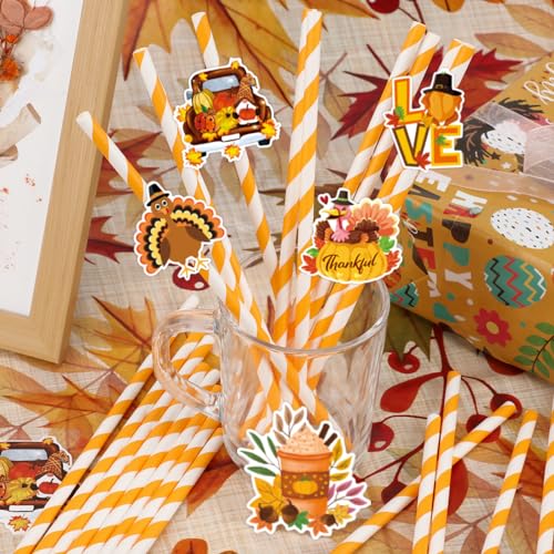 Pitillos de papel Naranja y Blanco 24 unidades miniatura 3