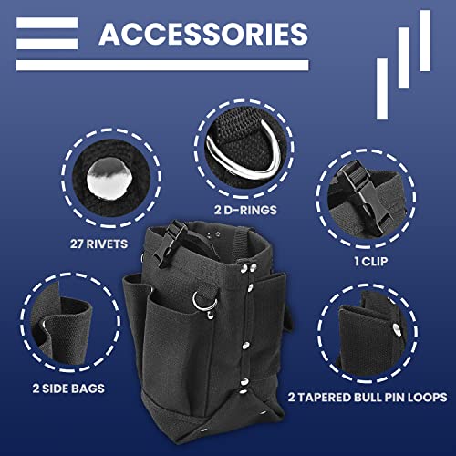 Lichamp 3 Pieces Spud Wrench Set With Iron Workers Tool Bag, Includes Adjustable 12 Inches Construction Spud Wrench, 3/8X1/2 Inch Drive Ratchet Spud Wrench And Iron Work Bolt Bags #TOP3