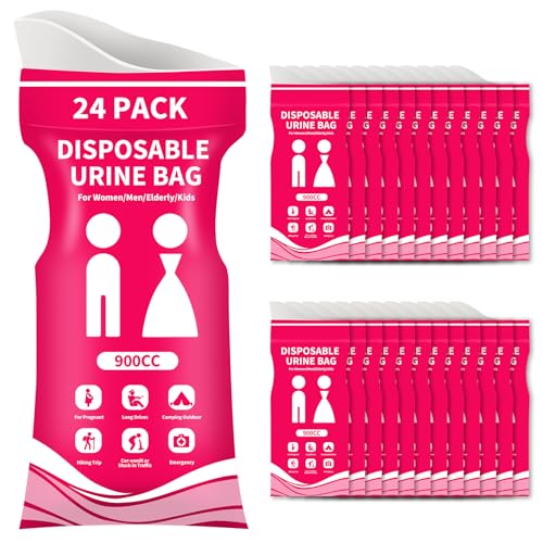 900ML Portable Pee Bags for Travel for Men, 24 Pack