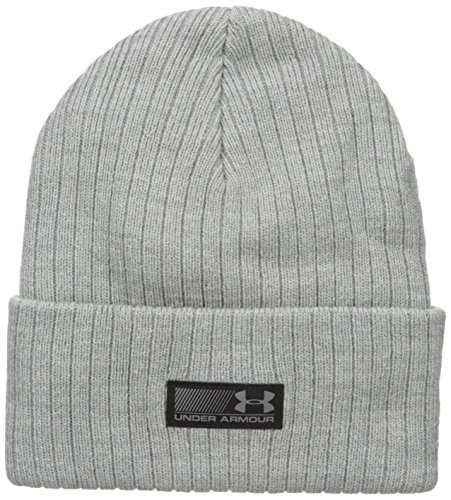 Under Armour Men's Truck Stop Beanie, True Gray Heather (025)/Black, One Size Fits All