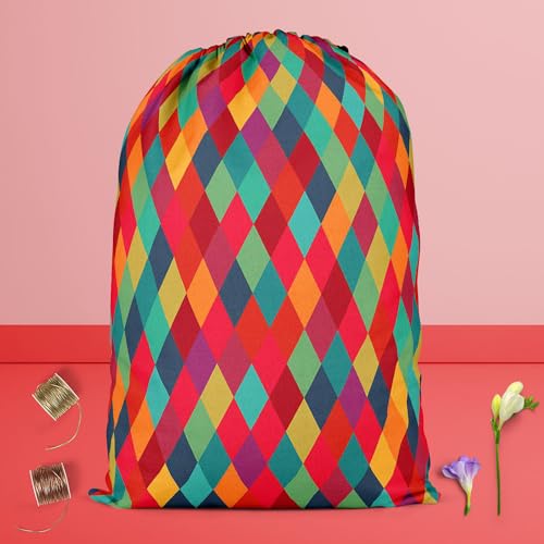 Image of ArtzFolio Diamond Tiles | Reusable Sack Bag | Bag for Gym, Storage, Vegetable & Travel