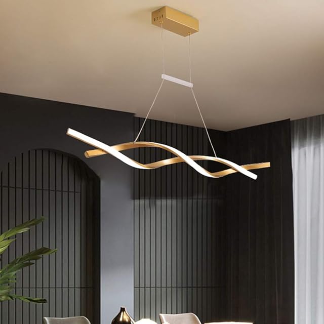 Dimmable LED Pendant Light Modern Design Dining Room Kitchen Island Hanging Lamp with Remote Control Creative Spiral Chandelier for Island Bar Cafe Table Living Room Loft Office Ceiling Decor Lamp