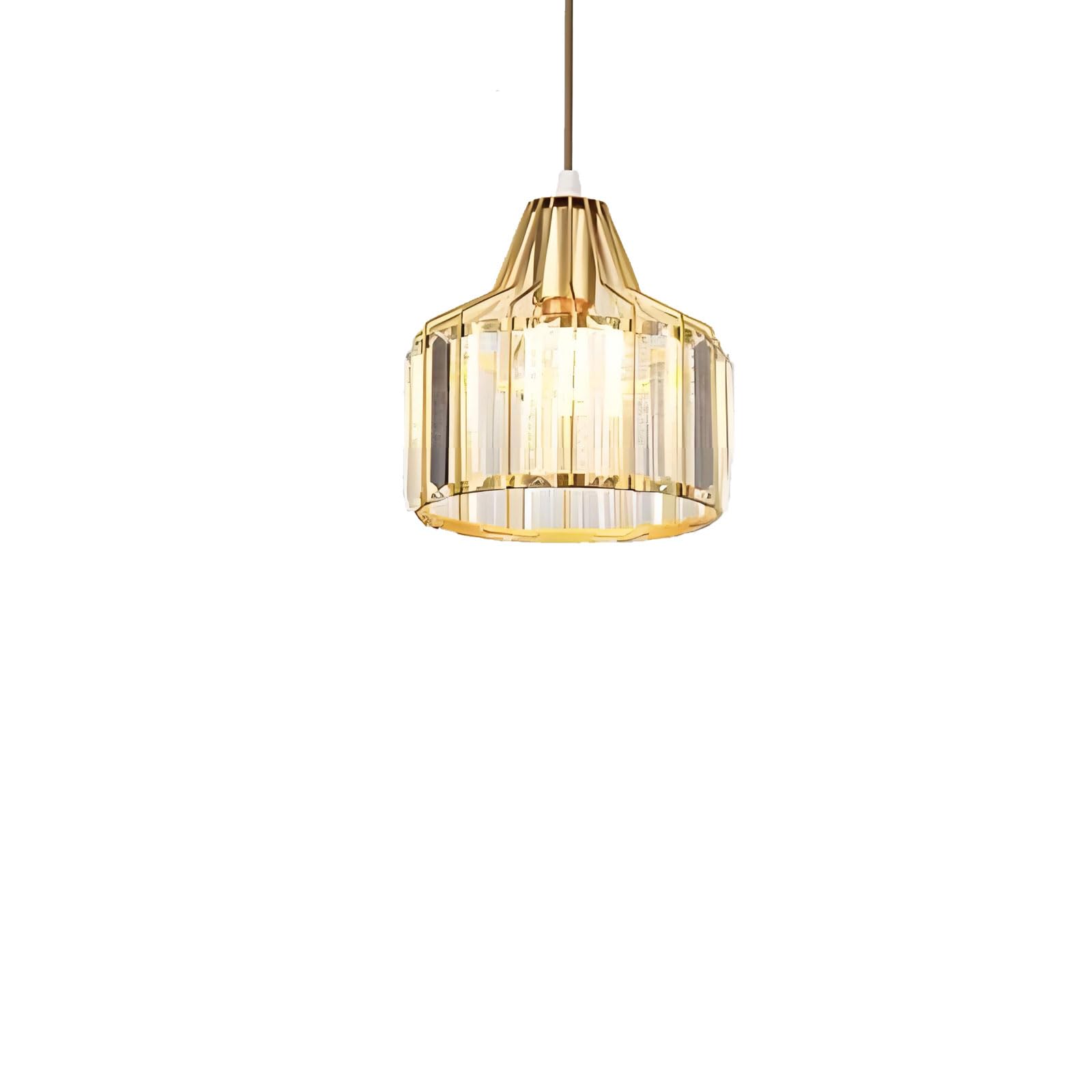 ZTTECH Modern Crystal Pendant Light Adjustable Height Metal and Glass Hanging Lamp E27 Socket Compatible with Dimmable Bulbs for Kitchen Dining Room Bedroom (Gold, 20cm) — image 1