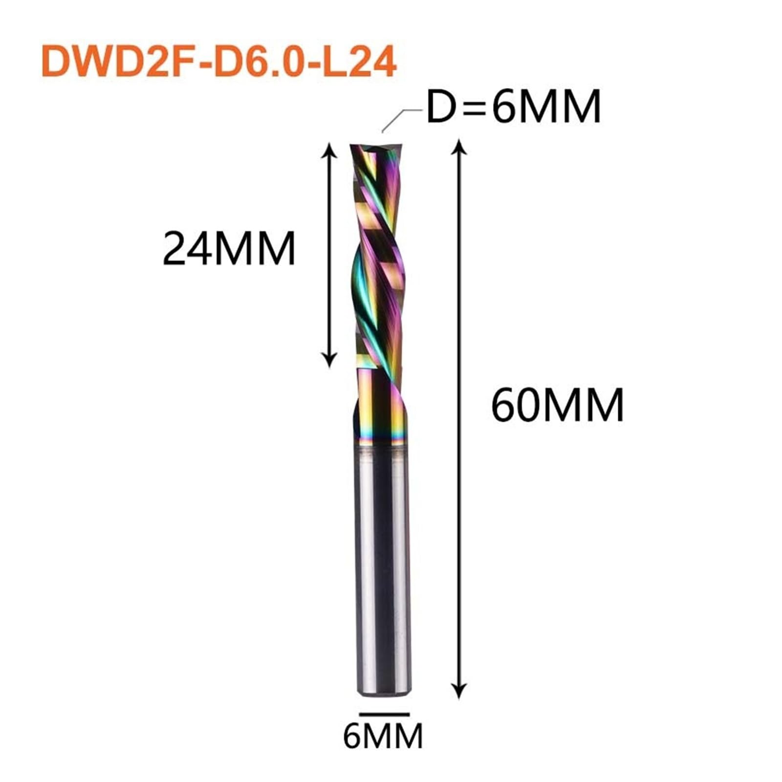 2-schneidiger DLC-beschichteter Hartmetallfräser Mit 3,1/4/6/8-mm