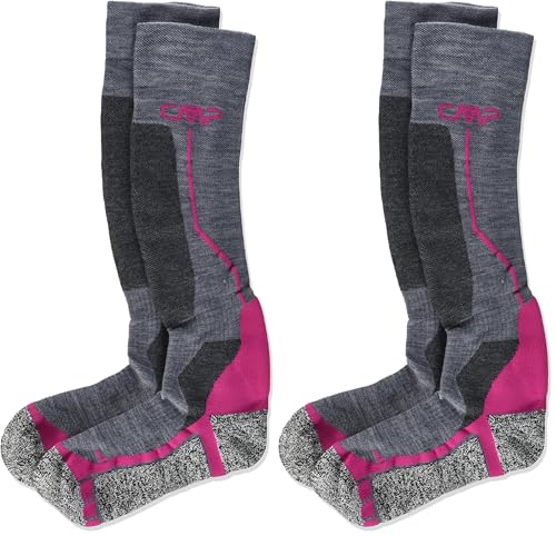 CMP - Calza da sci per bambini in lana, Argento Mel., 34/36