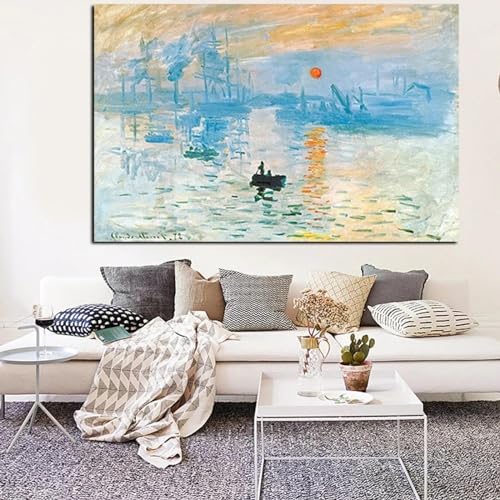 Toile Claude Monet Impression lever du soleil paysage célèbre salon 50x70