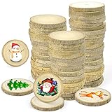 maderas caladas manualidades 🎨【50 discos de madera para bricolaje】El paquete incluye 50 discos de madera para bricolaje, color: madera, diámetro: 4-5 cm, grosor: aproximadamente 0,5 cm, que se pueden usar para sus necesidades. Cada pieza es única y debido a que el cuero está intacto y sin tratar, algunas chapas pueden desprenderse de las piezas de madera.