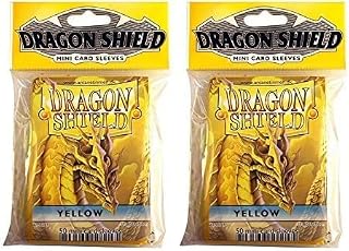 Dragon Shield Bundle: 2 Packs of 50 Count Japanese Size Mini Card Sleeves - Yellow Color