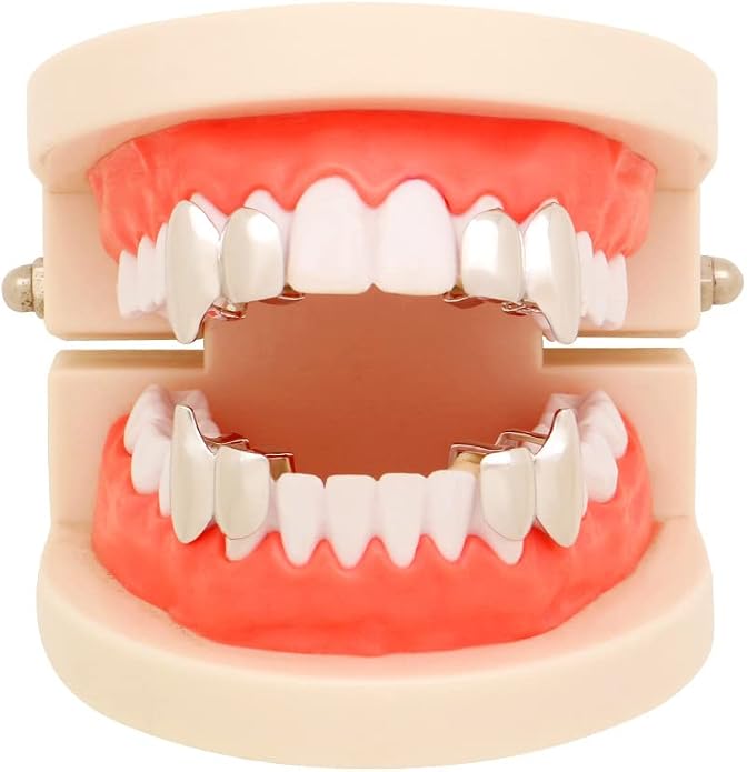 Set 2 Piezas Dientes Grillz Baño Oro 18K Hip Hop miniatura 3