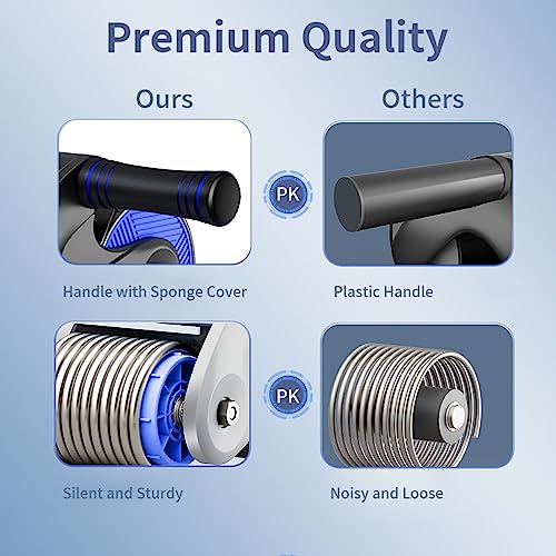 Automatic rebound abdominal wheel, Lzpoe ab roller wheel for Beginner, Abs Workout Equipment for Home Gym Office, Exercise Wheels with Knee Pad Accessories, Fitness Equipment for Men Women, Dark Blue - Thumbnail 6