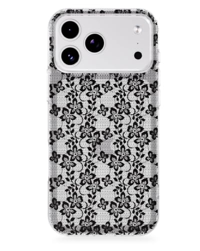 Feams for iPhone 18 Pro/17 Pro Case [Compatible with Magsafe] Slim Shockproof Protective Clear Phone Cover for iPhone 18 Pro/17 Pro 6.3" Women Girls, Black Lace