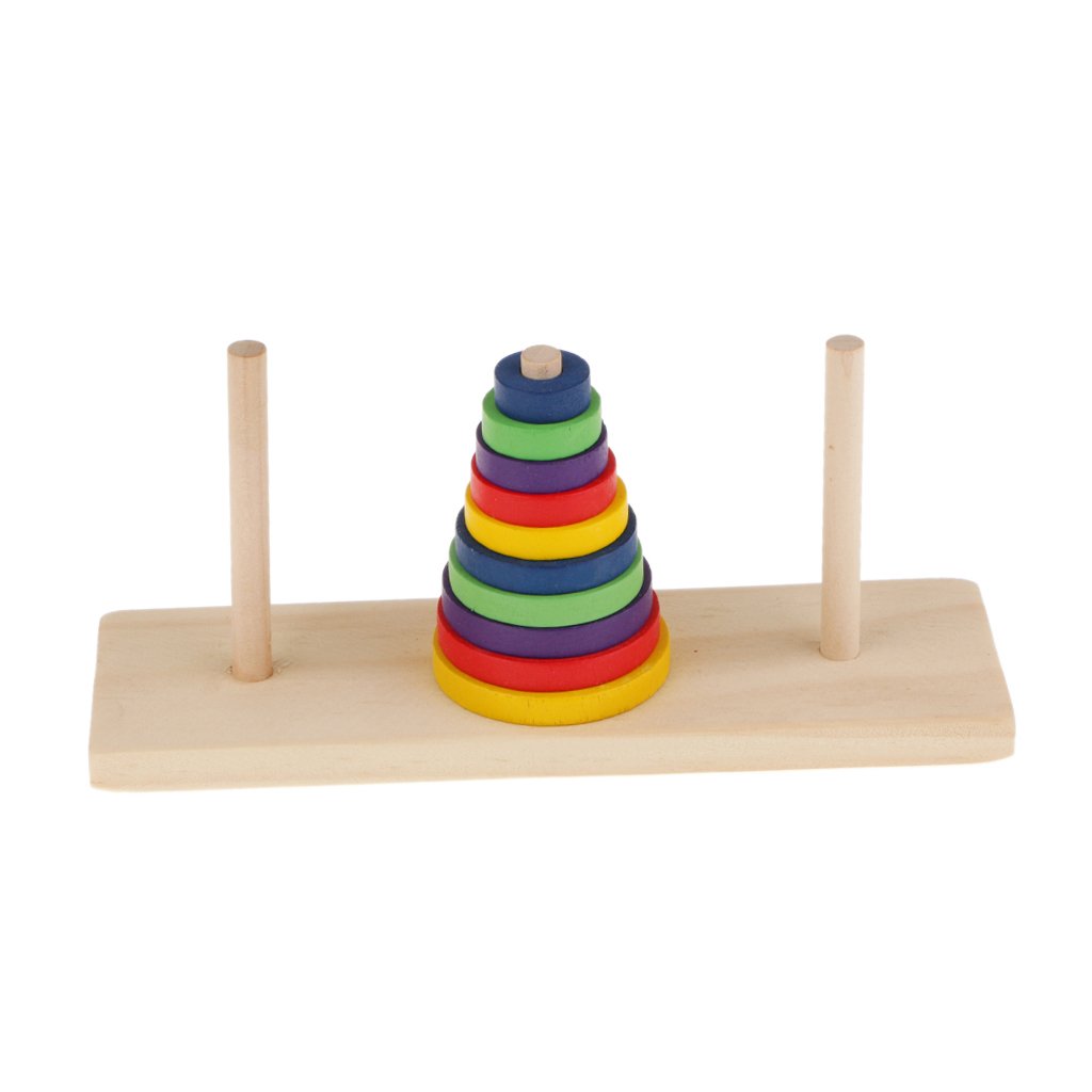 Hellery Tower of Hanoi (Ten Rings) - 7.5 x 2.3 x 3.6 inches