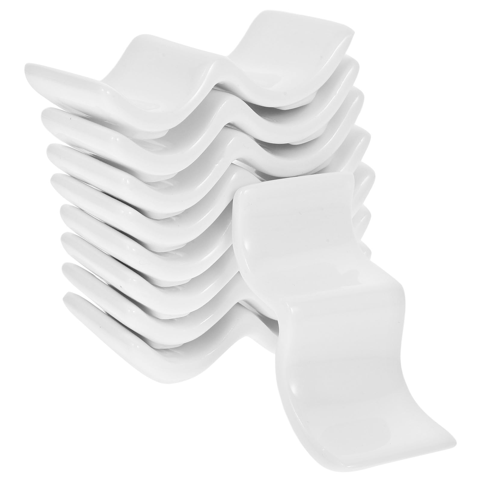 Set da 10 Pezzi Poggia Posate da Tavola in Ceramica Bianca, Utensil Rest per Bacchette e Cucchiaio, Porta Forchette Funzionale per Cucina e Ristorante