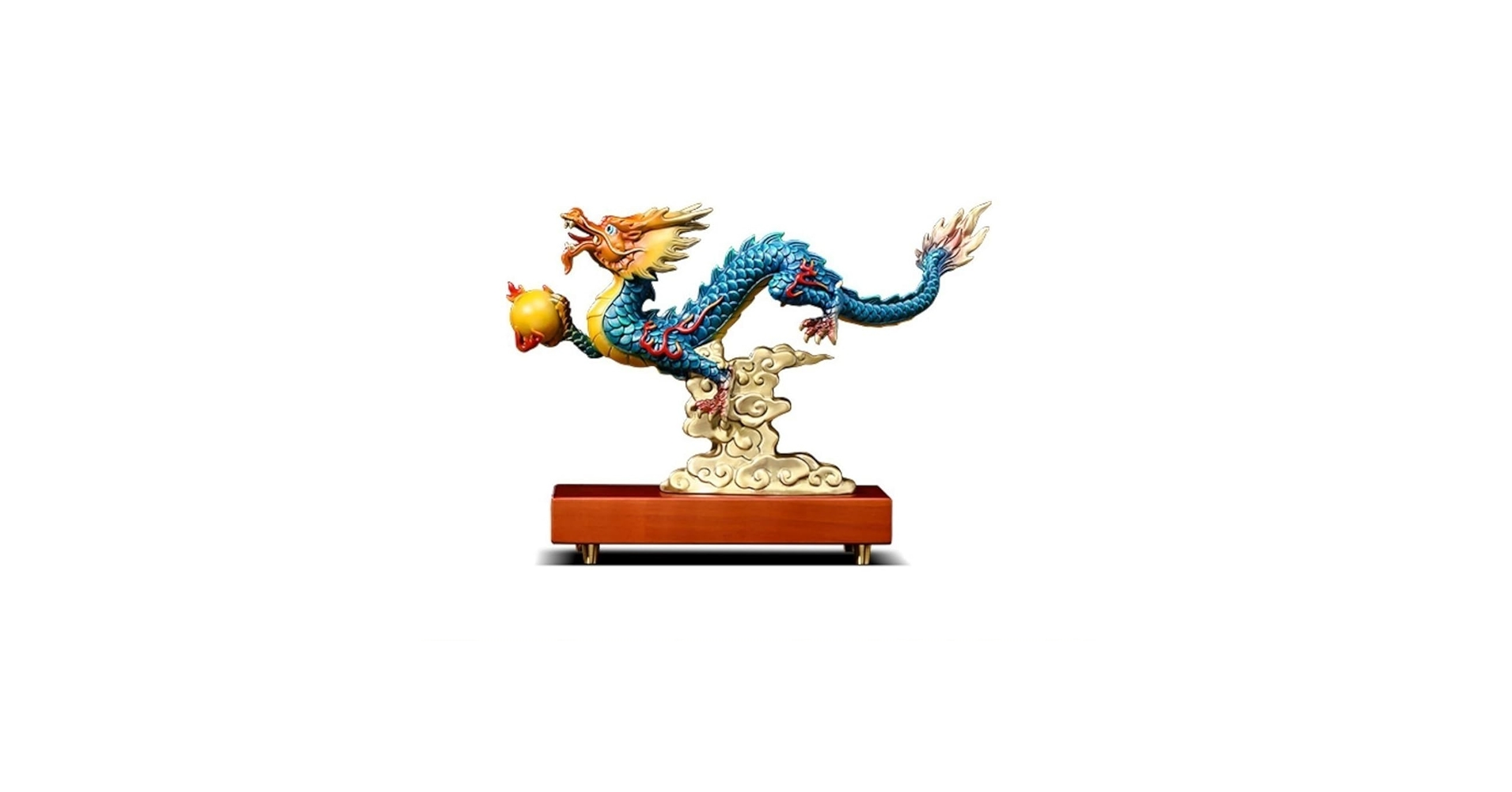 Amazon.co.jp: 龍の置物 ⑤本爪 龍神 真珠と戯れる飛竜 風水