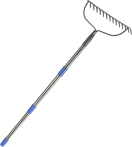 Garden Rake Heavy Duty Bow Rake with 60" Stainless Steel
