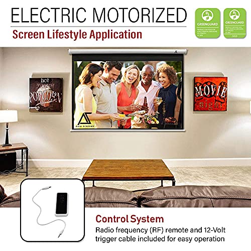 Akia Screens 104 Inch Motorized Electric Remote Controlled Drop Down Projector Screen 4:3 8K 4K Hd 3D Retractable Ceiling Wall Mount White Projection Screen Office Home Theater Movie Ak-Motorize104Vw #TOP5