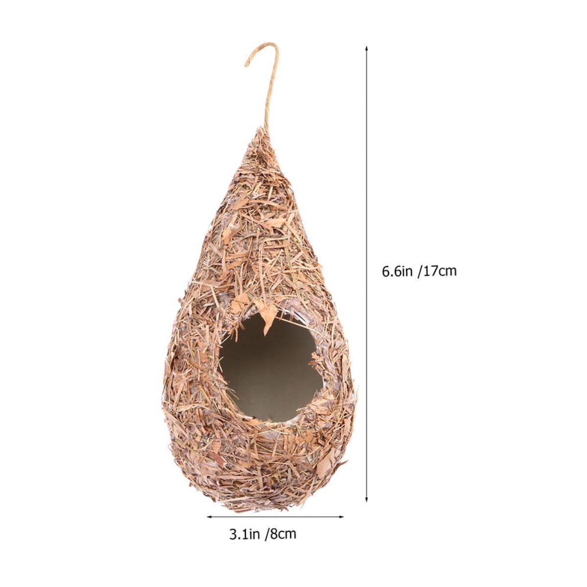 Casetta per Uccellini da Esterno Set da 5 Pezzi in Paglia Intrecciata, Nido Decorativo Appeso Stile Rustico Pastorale per Piccoli Uccelli per Giardino e Veranda