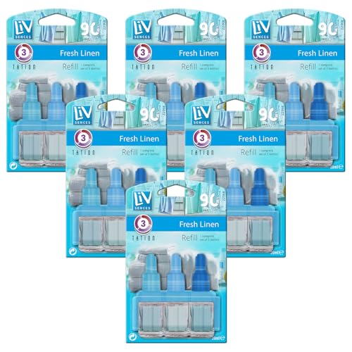 6 Pack 3Volution Air Freshener Plug in Diffuser Refill Odour Eliminator Fresh Linen 120ml (20ml x 6)