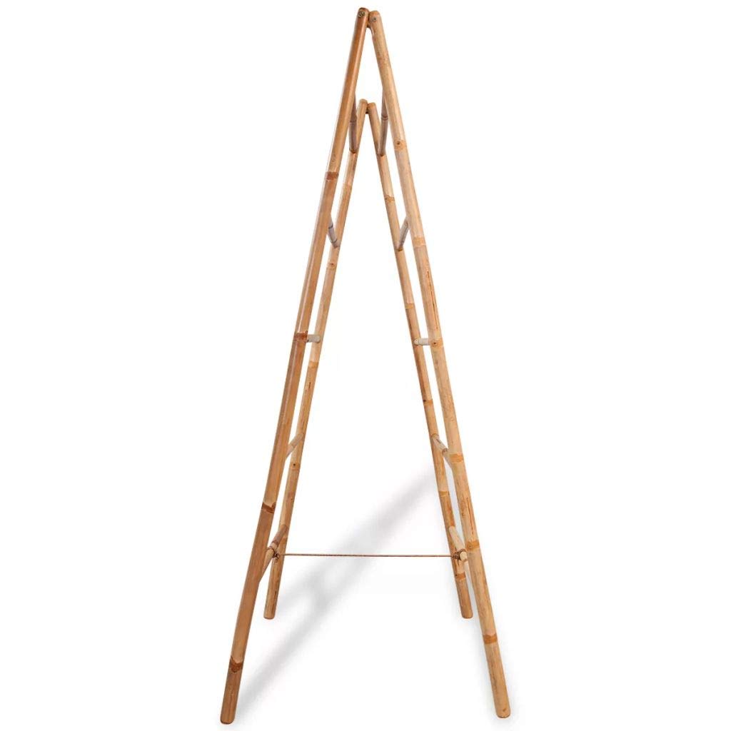 Chusui Escalera toallero Doble con 5 pelda Escalera Decorativa, Toalleros De baño De Pie, Toallero baño, bambú 50x160 cm