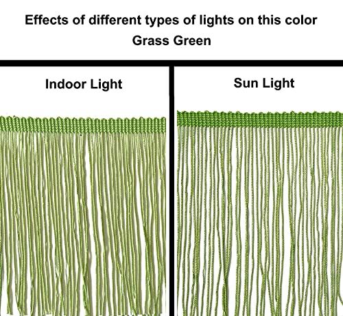 Sew Trends 10 Yards Of 4" Long Chainette Fringe Thread Yarn Tassel Trim Braid Fringe For Crafts Sewing And Decor-Grass Green #TOP2