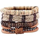 ibasenice Pulseras de Cuero Ligeras y Amigables 4 Piezas para Hombre Vintage Fáciles de Usar para Bar y Banda