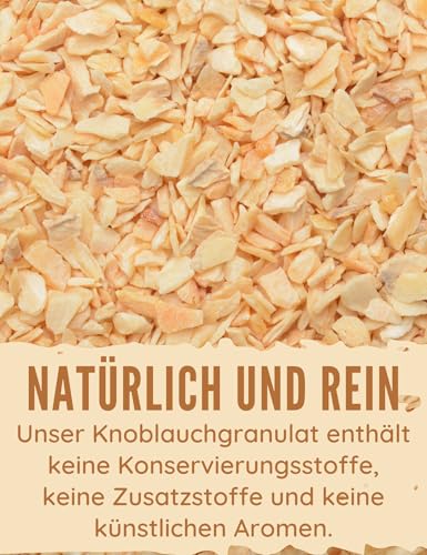 BIO Knoblauchgranulat 200g | Premium Bio Knoblauch getrocknet für Kochen, Dips, Aioli, Soßen, Marinaden | Ohne Zusatzstoffe | Vegan, glutenfrei | Granulierter Knoblauch für Gewürze & BBQ | OmVeda