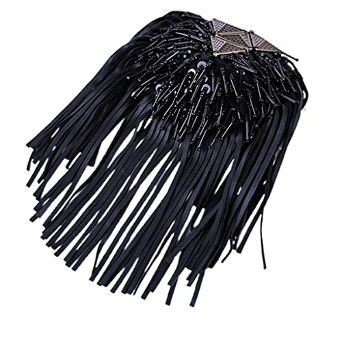 LANCHEN, Piezas de Hombro con Flecos, Cadena de Borla de Cuero, charretera, Cuentas, hombreras con Flecos Punk, Placa, Accesorios de Uniforme para Mujer