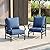 VICLLAX 4 Pieces Patio Furniture Set with Metal Firepit Table,Outdoor Sectional Set Includes Cushioned 3-seat Couch and 2 Fixed Sofa Chairs for Garden, Blue