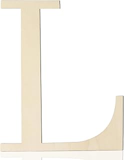 Large Wooden Letters 12 Inch Paintable Wood Letter L for Wall Decor, 1/5 Inch Thick Wooden Alphabet Letters Cutouts for DIY Crafts Project Unfinished Wood Birthday Wedding Party Home Decoration