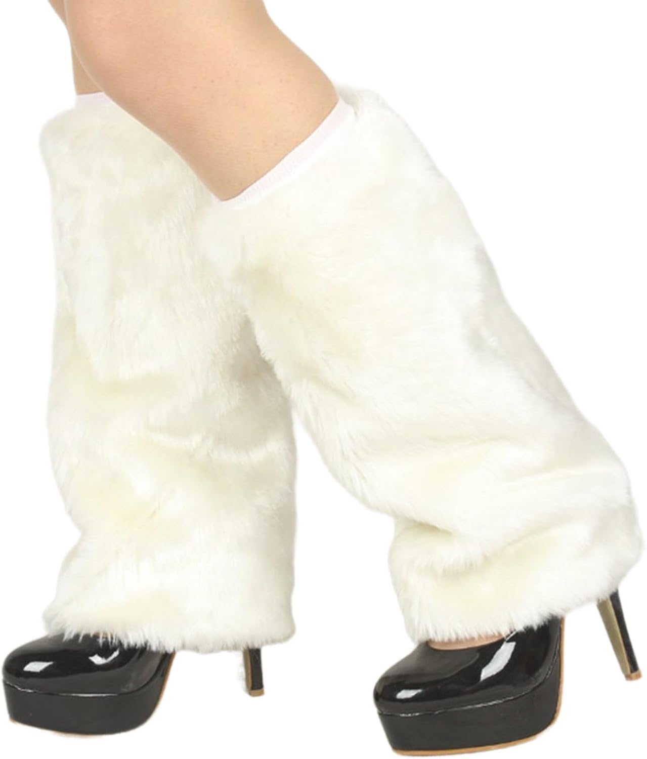 Soft Warm Hosiery, Women Furs Leg Warmer Winter Furry Long Boot Cuffs Fuzzy Party Costume for Holiday Festival Performances Play