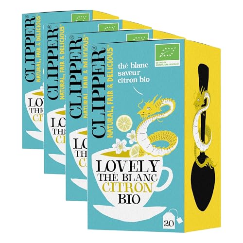CLIPPER - Lovely Thé Blanc Bio Citron - Lovely - 20 sachets de Thé Bio - 4 paquet