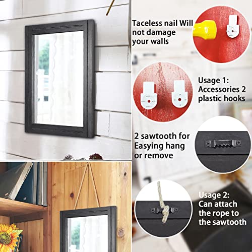 Aazzkang Black Mirrors For Wall Rectangle Wood Framed Mirror Decorative Wall Hanging Mirror For Bedroom Living Room Bathroom #TOP2