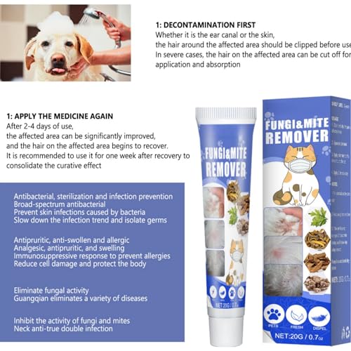 Milbenentferner, Milbenentfernungscreme, Haustier-Juckreiz-Behandlung, Milben-Behandlung für Hunde, Milbenentferner für Hunde, gegen Juckreiz und Milben, 3 Stück