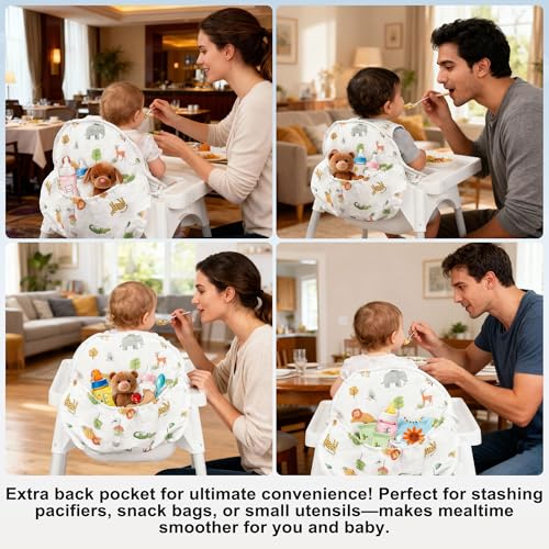 Image of for IKEA High Chair Cushion,with High Chair Pocket Pouch(Animal)
