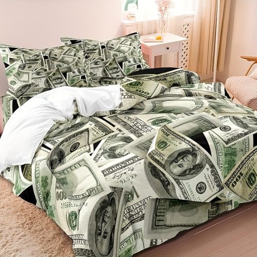 Housse de couette dollar 3D douce pour éliminer la monotonie des parures de lit blanches - 2
