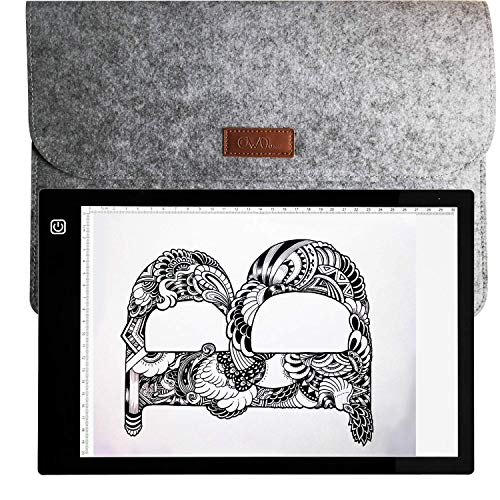 (gratuit : 1 × gant ,1 × sac pour portable) table de lumière A4 LED, tablette de lumière, 5 mm Super mince et luminosité réglable en Portable décalques vierges avec USB Charge tactile plat Cover