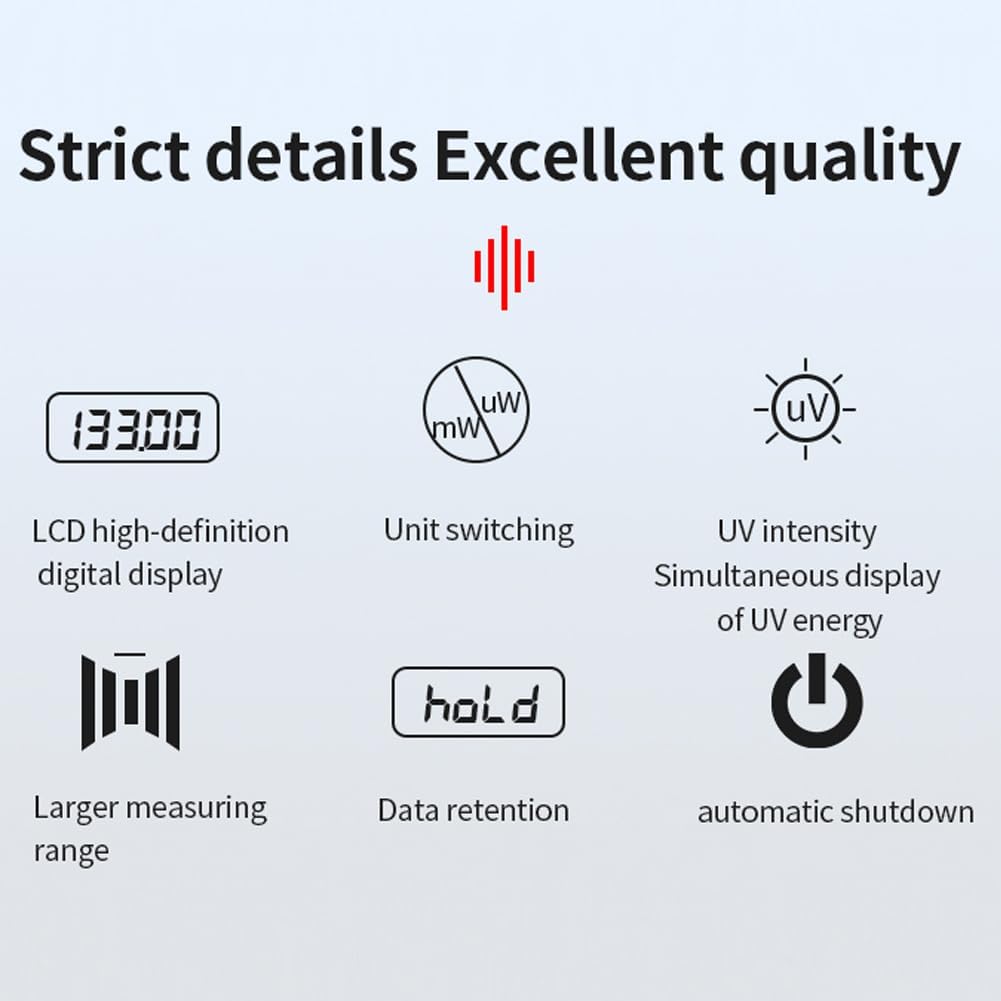 High Precise Ultraviolet Illuminometer Portable Illuminance Meter Handheld Illumination Test Meter LCD Display with Data Hold tomatic Shutdown Functions