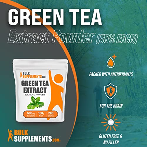Bulksupplements.com Green Tea Extract Powder - With 50% Egcg - Egcg Supplements - Green Tea Supplement - 500Mg Of Green Tea Powder Per Serving - Green Tea Egcg (100 Grams - 3.5 Oz) #TOP2